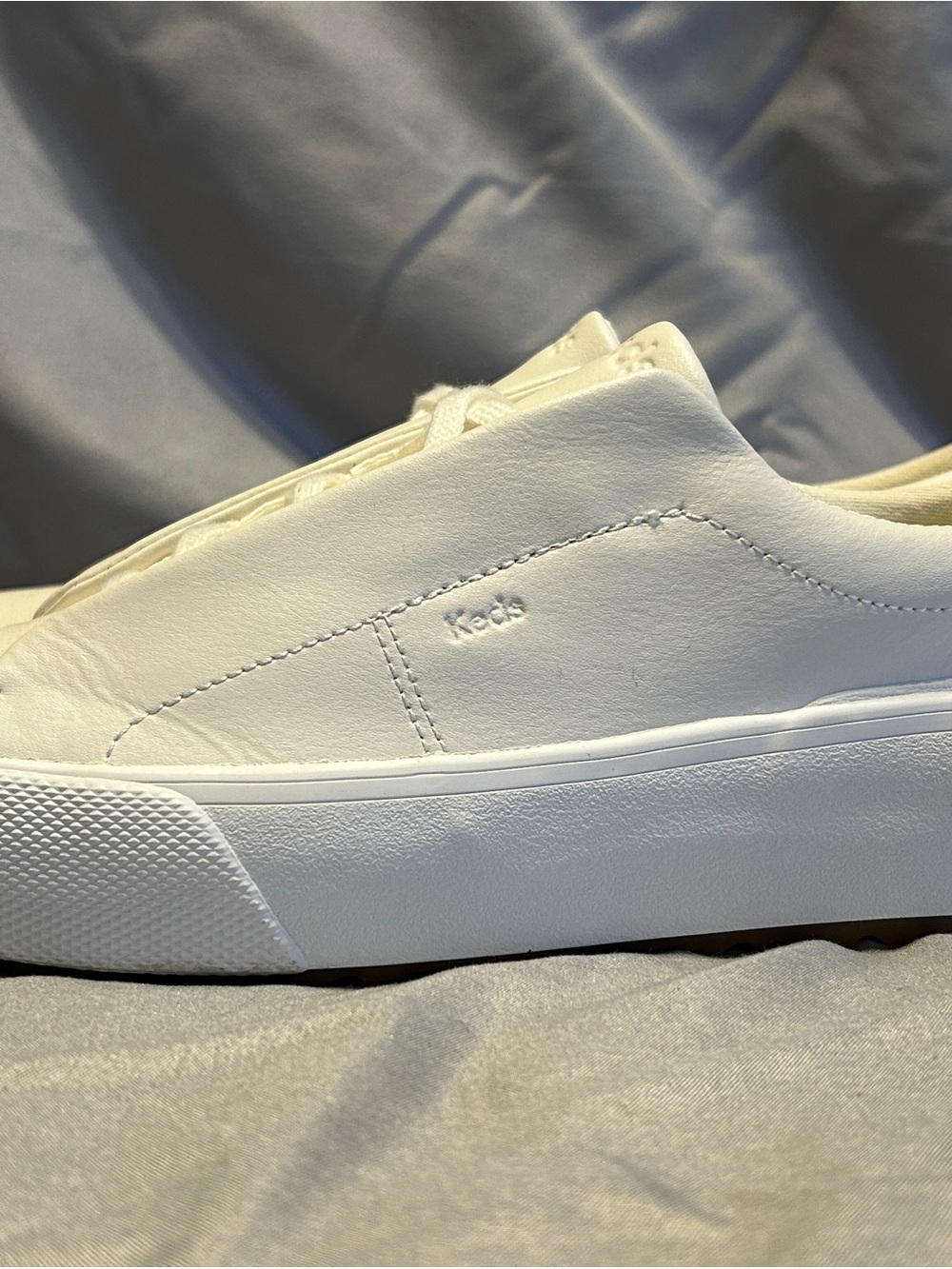 Keds White Leather Platform Low-Top Sneaker